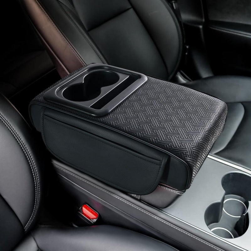 DSCARCovers Car Armrest Center Console Cover with Cup Holder 2 Storage Box for Rear Seat Armrest Middle Console Cover 2.95 in Tall Relax Muscles Design, Ideal for Family Trips, Multi-Functional Center Console - Image 1